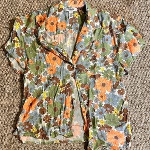 RSQ Multi-Colored Flower button-up top size XS